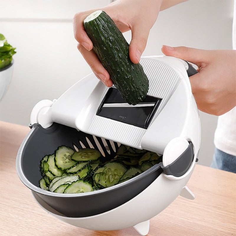 9 In 1 Multi-functional Vegetable Slicer with Drain Basket